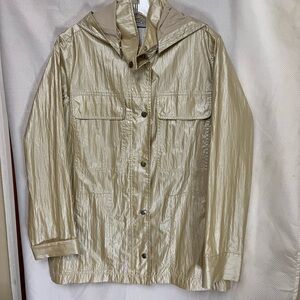 Metallic Gold Hooded Rain Jacket Chicos 1
